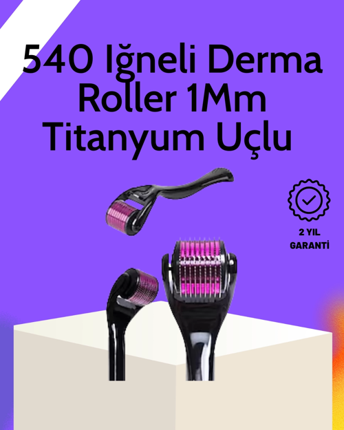 Mey İthalat® Evde Güvenli Kullanım İçin Titanyum Derma Roller – Siyah Saplı