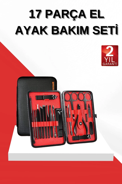 Mey İthalat® 17 Parça Manikür Seti El Ayak Bakımı Törpü Cımbız Tırnak Temizleme