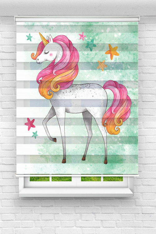 Unicorn Dijital Baskılı Zebra Perde-Cocuk Odası-Stor Perde