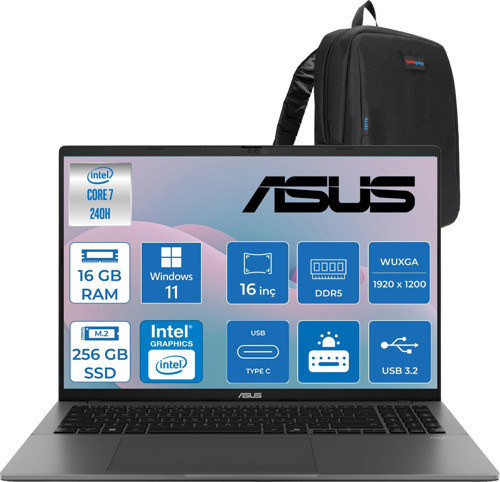 Vivobook S3607VA Intel® Core™ 7 240H 16GB Ddr5 256GB SSD Intel® Graphics 16.0 Inç, Wuxga (1920 x 1200) 144Hz 300 Nit WIN11PRO Taşınabilir Bilgisayar RP176WP01+ZETTAÇANTA