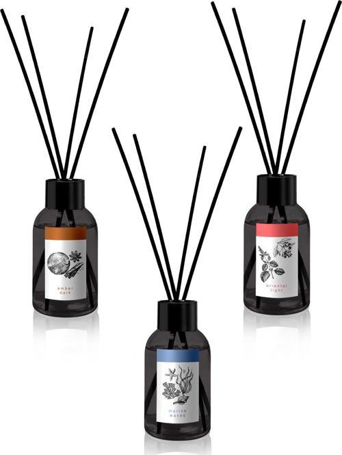 Bambu Çubuklu Oda Kokusu Amber Dark , Marine Waves, Oriental Light x3 100 ml