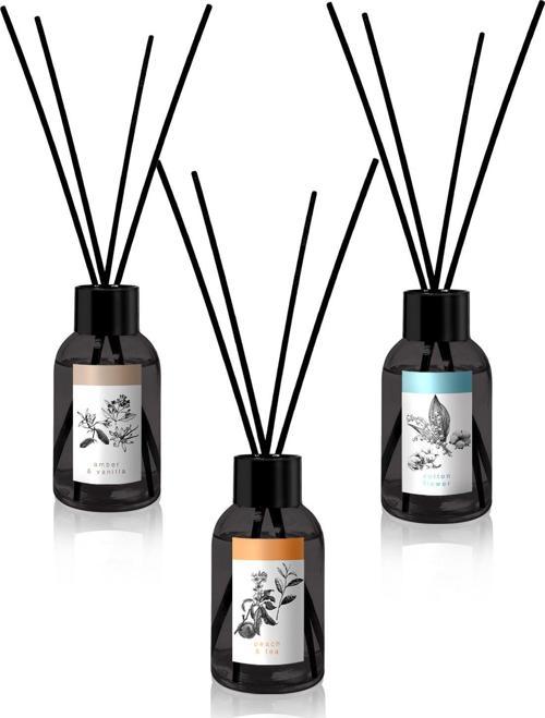 Bambu Çubuklu Oda Kokusu Amber ve Vanilya Ferahlığı ile Peach Tea ,Cotton Flower x3 100 ml