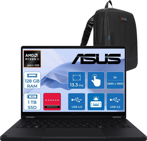 Proart PX13 Amd Ryzen Aı Max+ 395 128GB Ddr5 1tb SSD Radeon 8060S 13,3" 3k (2880 x 1800) OLED 60hz 500NITS Dokunmatik Taşınabilir Bilgisayar Freedos LHN7306EACF27 + Zettaçanta