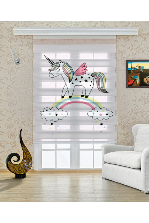 Unicorn Dijital Baskılı Zebra Perde-Cocuk Odası-Stor Perde