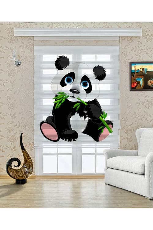 Panda Dijital Baskılı Zebra Perde-Cocuk Odası-Stor Perde