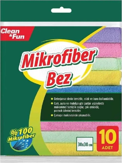 Mikrofiber Temizlik Bezi 30X30 10'Lu
