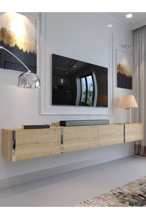 KARNAVAL 240 CM DUVARA MONTE TV SEHPASI - SDM-1002-9 SAFİR GOLD