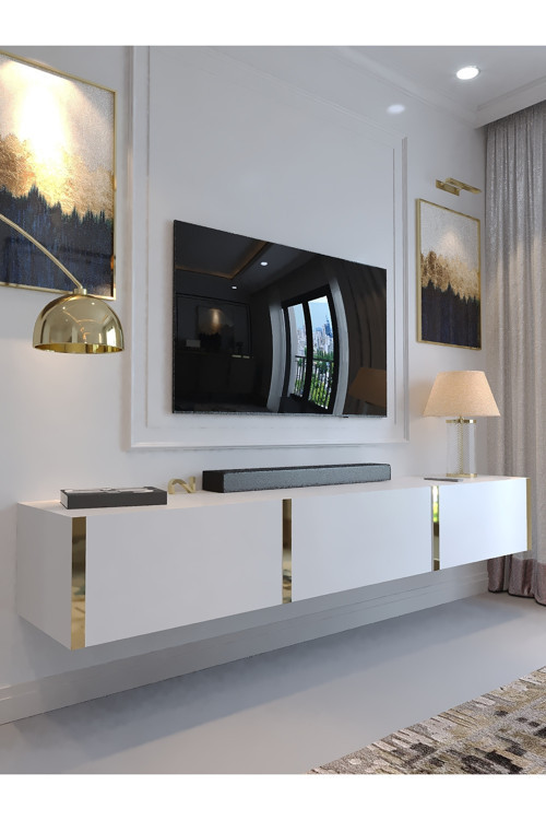 KARNAVAL DUVARA MONTE TV ÜNİTESİ - GDM-2001-1 BEYAZ GOLD