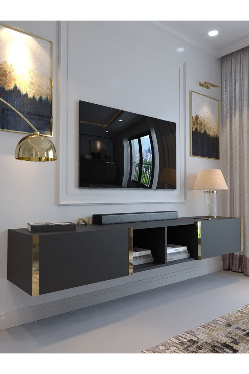 KARNAVAL DUVARA MONTE TV ÜNİTESİ - GDM-2005-4 ANTRASİT GOLD