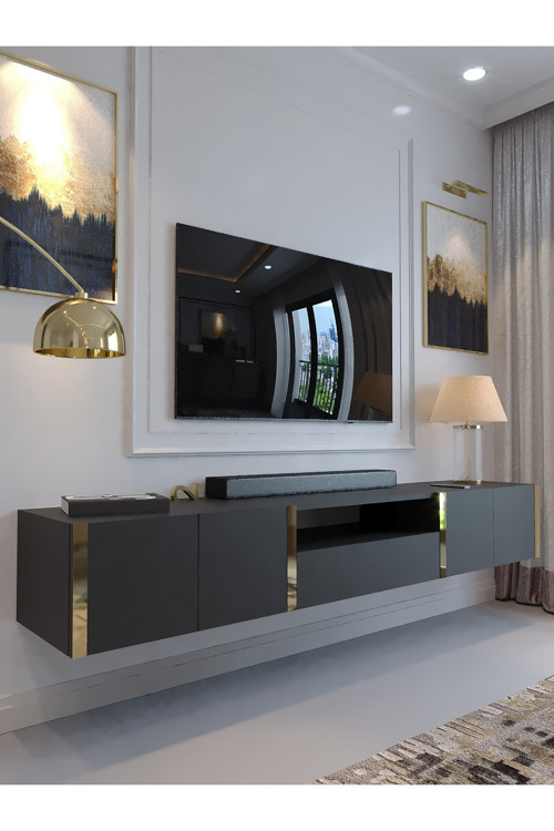 KARNAVAL DUVARA MONTE TV ÜNİTESİ - GDM-1008-4 ANTRASİT GOLD