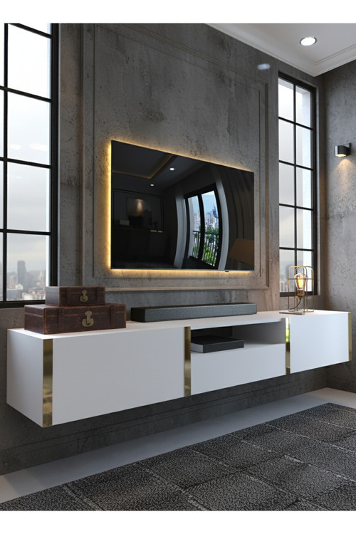 KARNAVAL DUVARA MONTE TV ÜNİTESİ - MDF-GDM-1006-1 BEYAZ GOLD