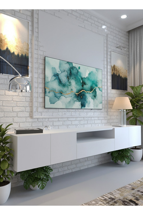 KARNAVAL DUVARA MONTE TV ÜNİTESİ - MDF-DM1008-1 BEYAZ