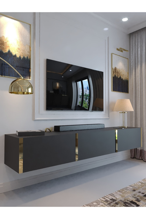 KARNAVAL DUVARA MONTE TV ÜNİTESİ - GDM-1001-4 ANTRASİT GOLD