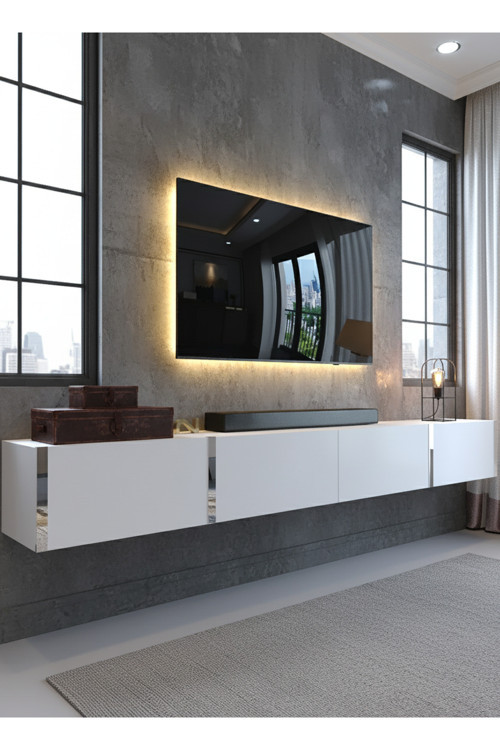 KARNAVAL 240 CM DUVARA MONTE TV SEHPASI - MDF-SDM-1002-1 BEYAZ GOLD