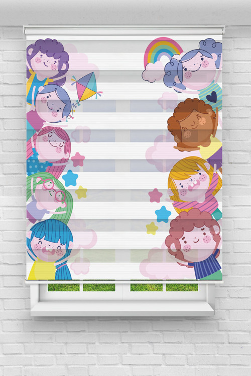 Çocuk Şenliği Dijital Baskılı Zebra Perde-Cocuk Odası-Stor Perde