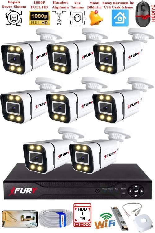 8 Kameralı 1080P Görüntü Gece Renkli Full Hd 4 x Ultra Led Gece Renkli Güvenlik Kamerası Seti 1TB
