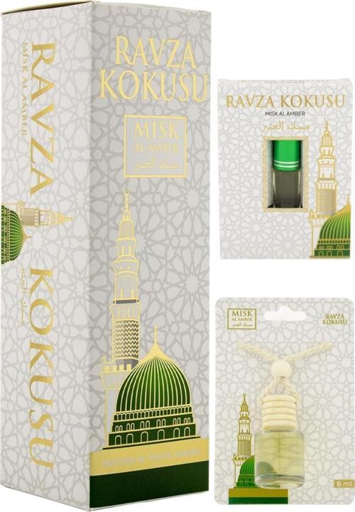 Medine Ravza Kokusu 400Ml Sprey Ve Medine Ravza Kokusu 8 Ml Araba Kokusu Cam Şişe Ve Medine Ravza Al