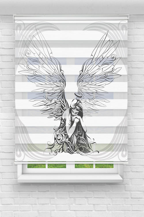 Kanatlı Kız Dijital Baskılı Zebra Perde-Cocuk Odası-Stor Perde