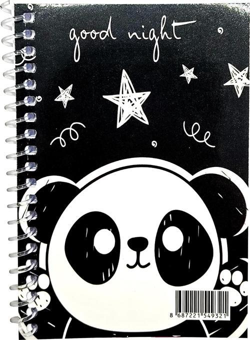 Panda Yıldız Desenli Bloknot Çizgili Not Defteri 
