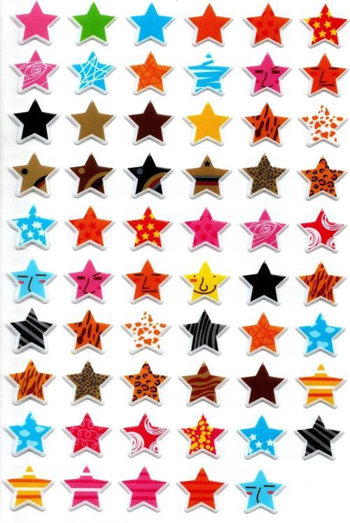 Sticker Kabartmalı A4 boyutunda Stiker Defter, planlayıcı etiket (Lim037) - Renkli Yıldızlar