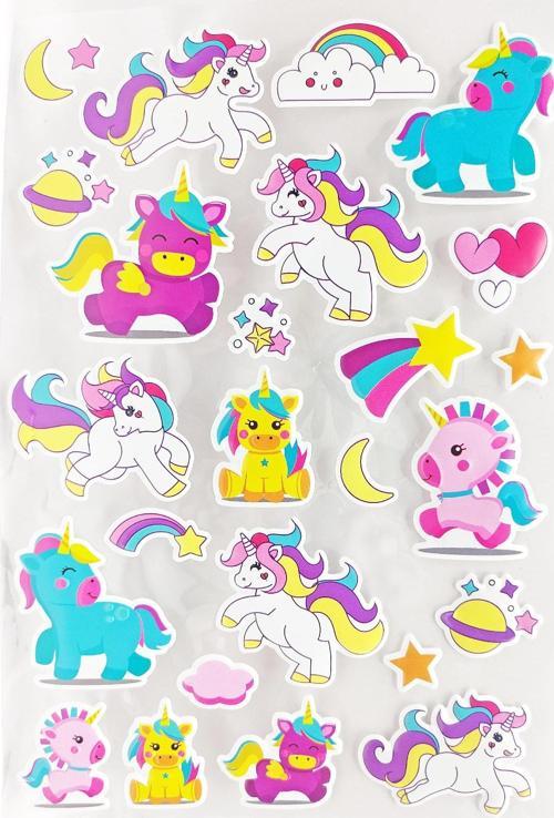 Sticker Kabartmalı A4 boyutunda Stiker Defter, planlayıcı etiket (Lim106)-  Unicorn