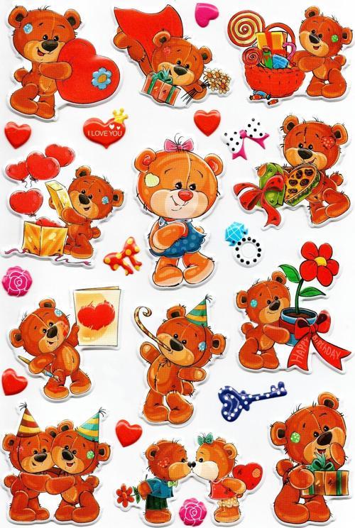 Sticker Kabartmalı A4 boyutunda Stiker Defter, planlayıcı etiket (Lim208) - Ayıcık