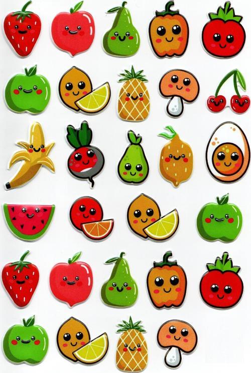 Sticker Kabartmalı A4 boyutunda Stiker Defter, planlayıcı etiket (Lim213) - Meyveler