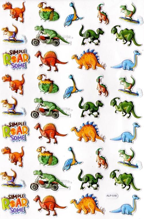 Sticker Kabartmalı A4 Boyutunda Stiker Defter, Planlayıcı Etiket-(lim518) - Çılgın Motorcu Dinazorlar