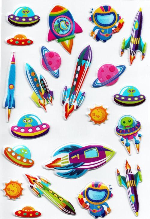 Sticker Kabartmalı A4 boyutunda Stiker Defter, planlayıcı etiket, -(Lim113) - Roket, Uzay