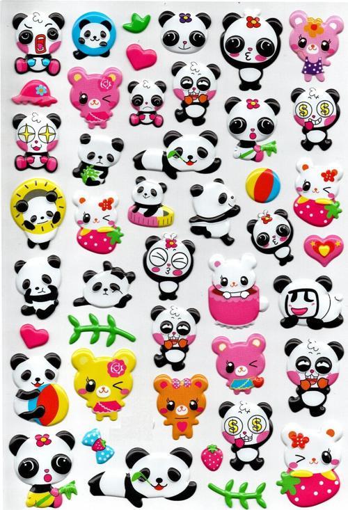 Sticker Kabartmalı A4 boyutunda Stiker Defter, planlayıcı etiket, -(Lim211) - Sevimli Emoji Panda