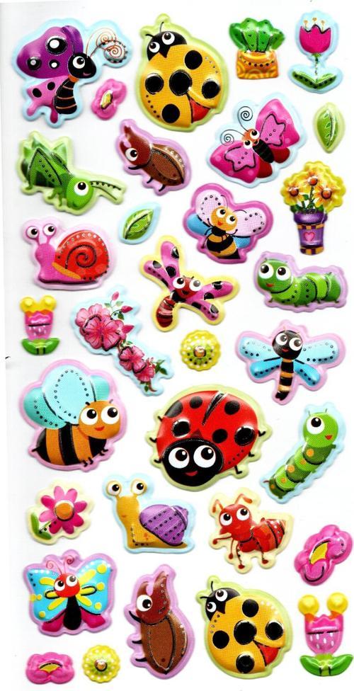 Sticker Kabartmalı Stiker Defter, Planlayıcı Etiket (limlra-002) - 17X9 cm - Sevimli Böcekler