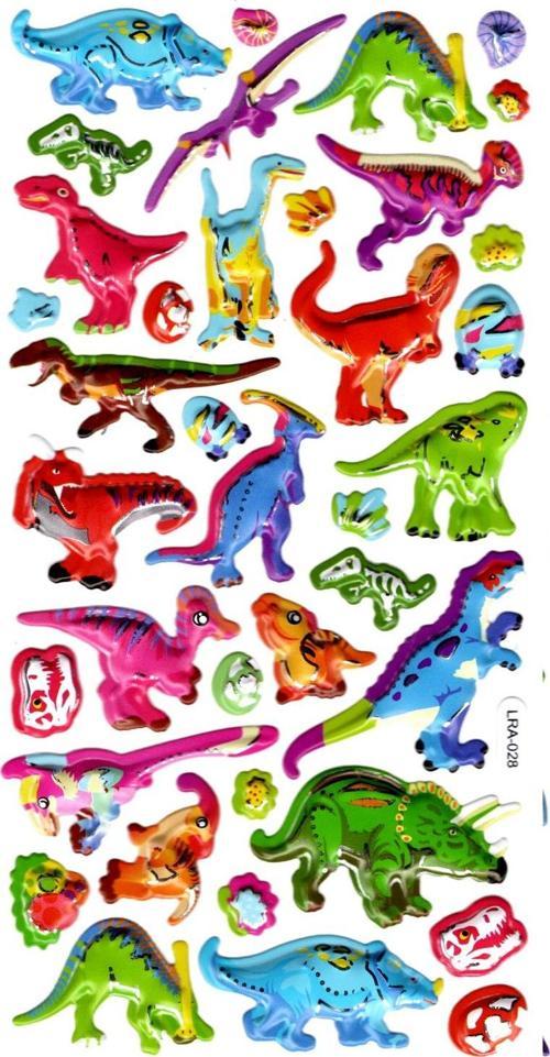 Sticker Kabartmalı Stiker Defter, Planlayıcı Etiket (limlra-028) - 17X9 cm - Renkli Dinazorlar