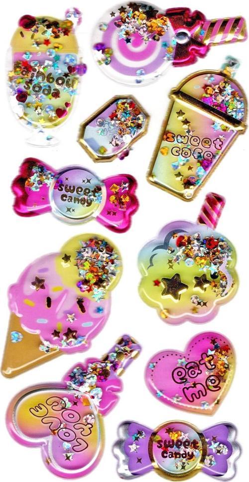 Sticker Kabartmalı Stiker Defter, Planlayıcı Etiket (pullu-806) - 17X9 cm - Dondurma Şeker