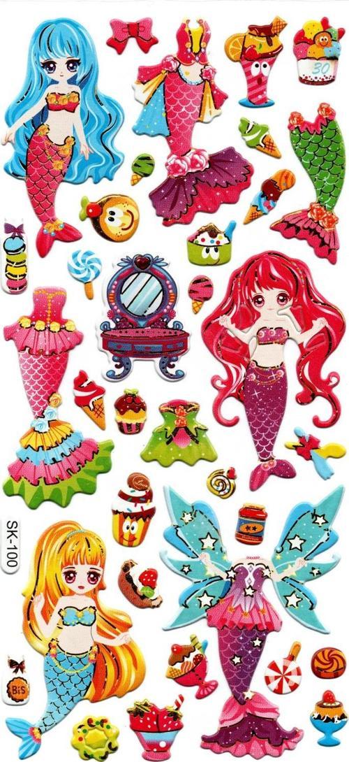 Sticker Kabartmalı Stiker Defter, Planlayıcı Etiket (sk100) 9x18 cm- Denizkızı Giydirme
