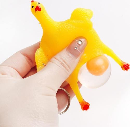 Yumurtlayan Tavuk Anahtarlık Squishy Stres Giderici Duyusal Uyarıcı Oyuncak Top - 1 Adet