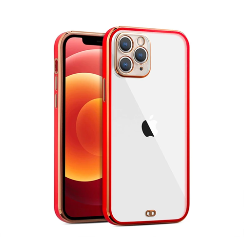 Iphone 11 Pro Max 6.5Inç Gold Çerçeve Kamera Korumalı Bumper Kılıf-(5775)