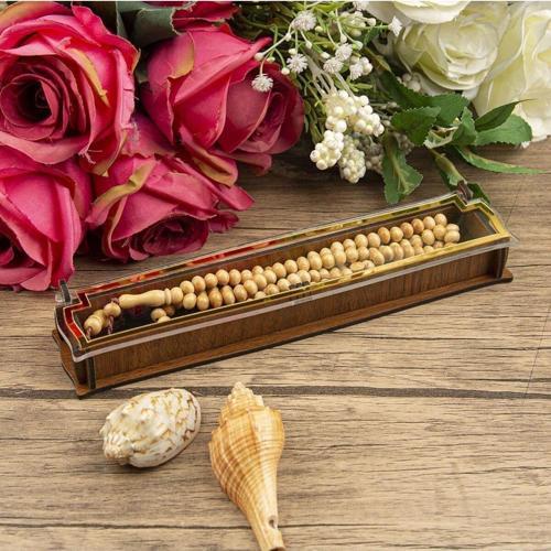 Kabe Kokulu 99 Lük Şimşir Krem Ahşap Tesbih Kutulu 8 Mm