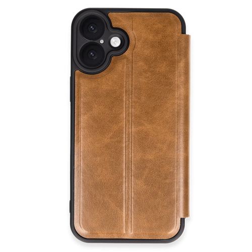 İphone 16 Plus Kılıf Flip Cover - Taba