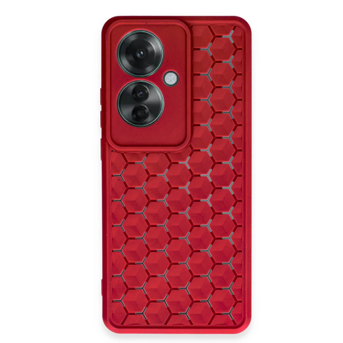 Oppo Reno 11F Kılıf Petek Silikon Kapak - Kırmızı