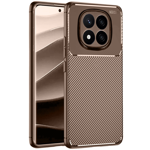 Xiaomi Redmi Note 14 Pro 5G Kılıf Auto Focus Karbon Kapak - Kahverengi