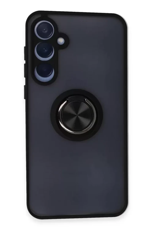 Newface Samsung Galaxy A35 5G Kılıf Montreal Yüzüklü Silikon Kapak - Siyah