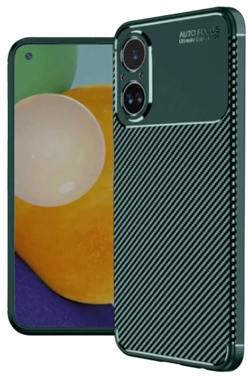 Newface Realme 12 Lite Kılıf Auto Focus Karbon Kapak - Koyu Yeşil