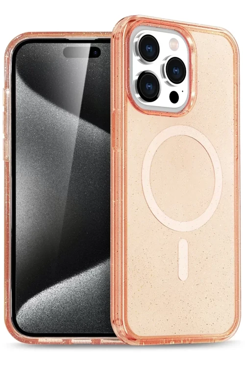 Newface İphone 15 Pro Kılıf Star Magsafe Kapak - Turuncu