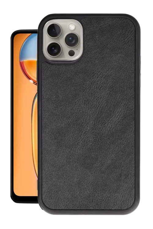 Newface İphone 14 Pro Kılıf Aras Deri Kapak - Siyah