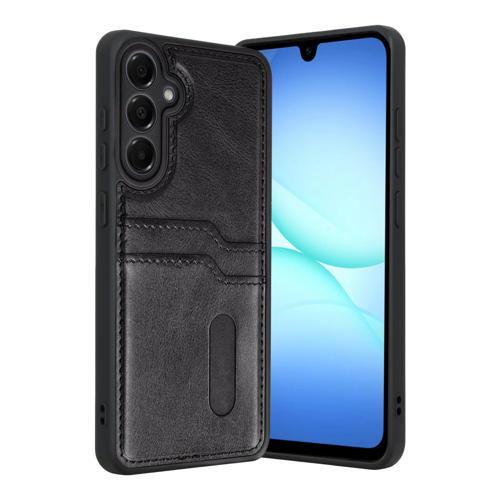 Samsung Galaxy A17 5G Sara Kartvizitli Deri Kılıf - Siyah