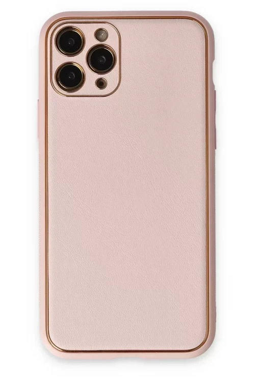 Newface İphone 11 Pro Max Kılıf Coco Deri Silikon Kapak - Pudra