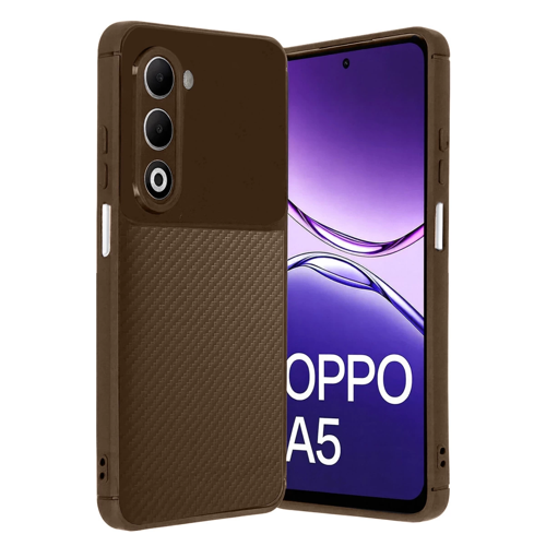 Oppo A5 4G Auto Focus Karbon Kapak - Kahverengi