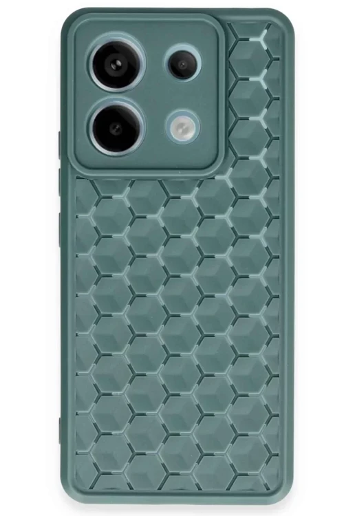 Newface Xiaomi Redmi Note 13 Pro 5G Kılıf Petek Silikon Kapak - Koyu Yeşil