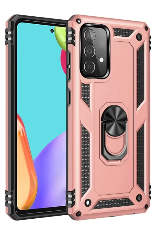 Newface Samsung Galaxy A53 5G Kılıf Sofya Yüzüklü Silikon Kapak - Rose