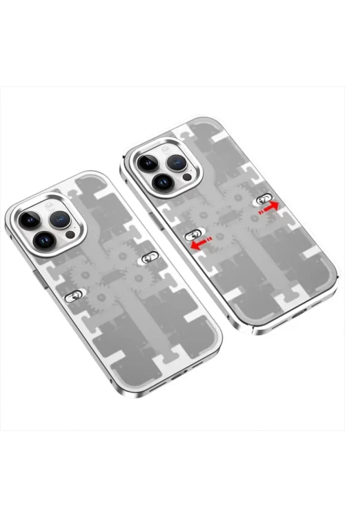 Newface İphone 13 Pro Kılıf Mekanik Bumper Kapak - Gümüş